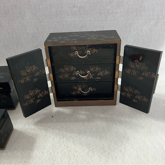 Set of 4 JAPAN MINI FURNITURE SET Chest of Drawers Trunks Black - Picture 13 of 16